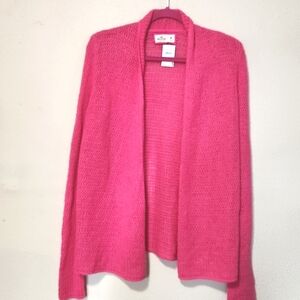 NEW! Hollister Wool Blend Fuchsia Pink Open Front Cardigan Medium
